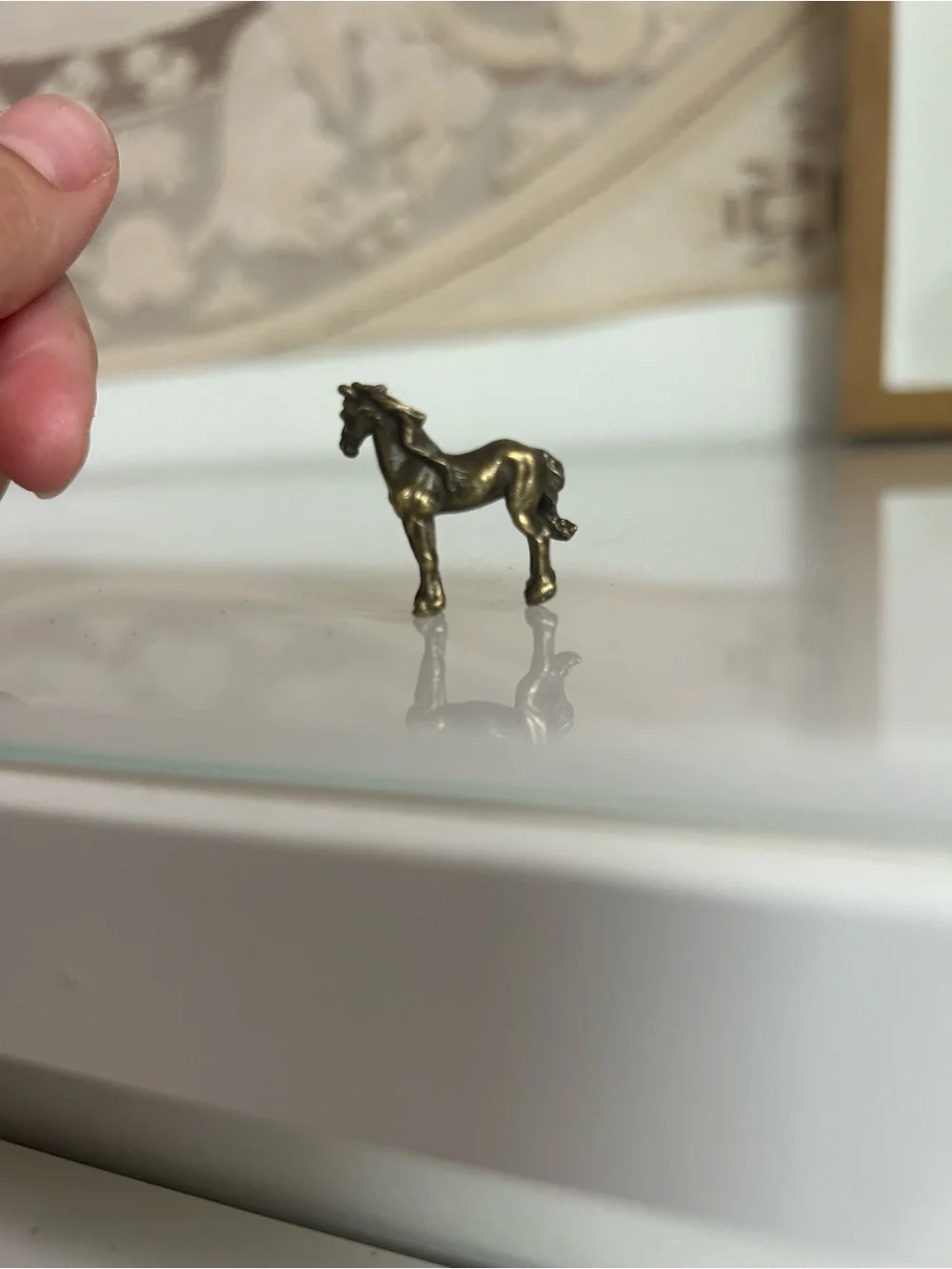 VTG miniature Brass Horse Figurine Set stocking stuffers gift stallions pony 1”